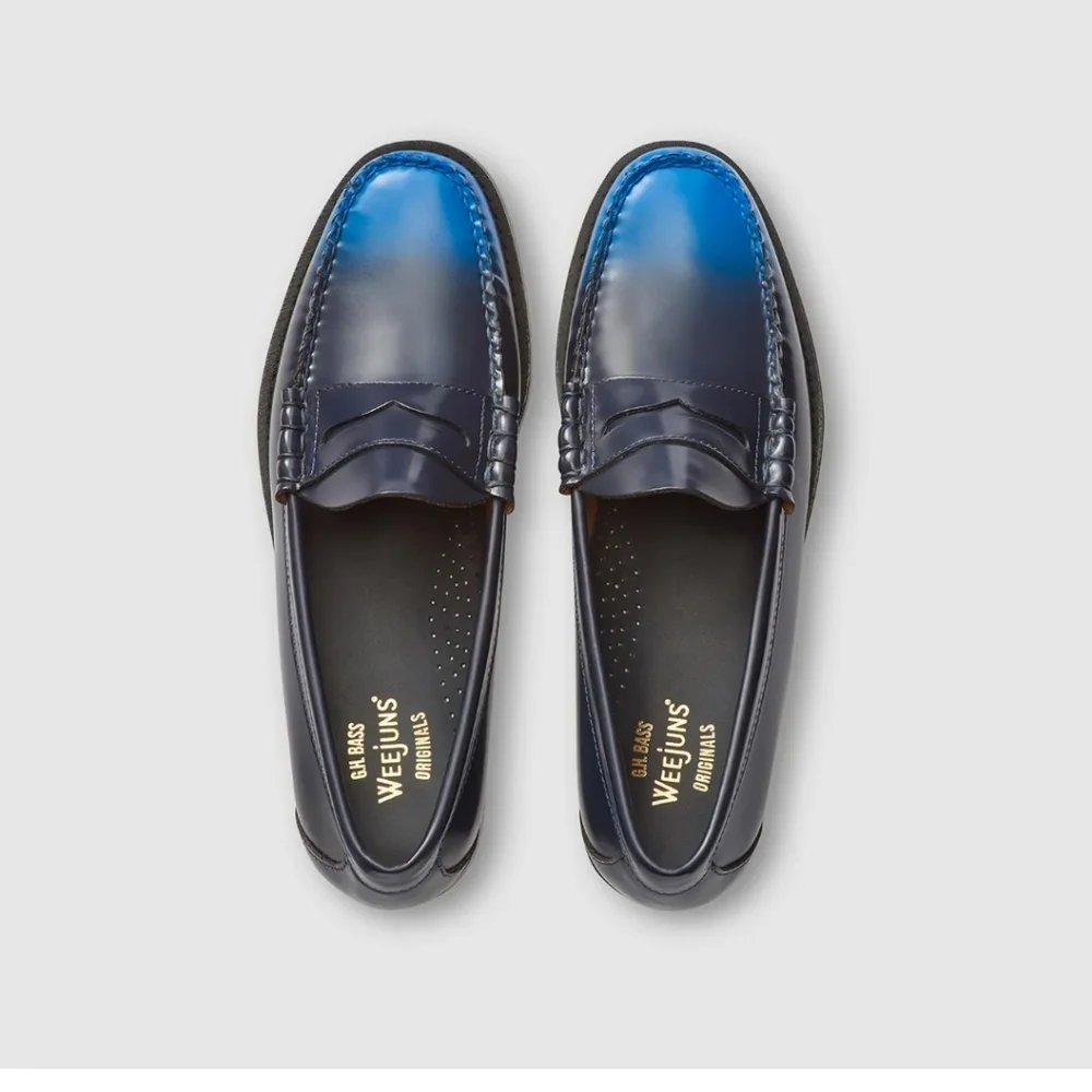 G.H. Bass & Co. Navy to Blue Gradient Leather Penny Loafers
